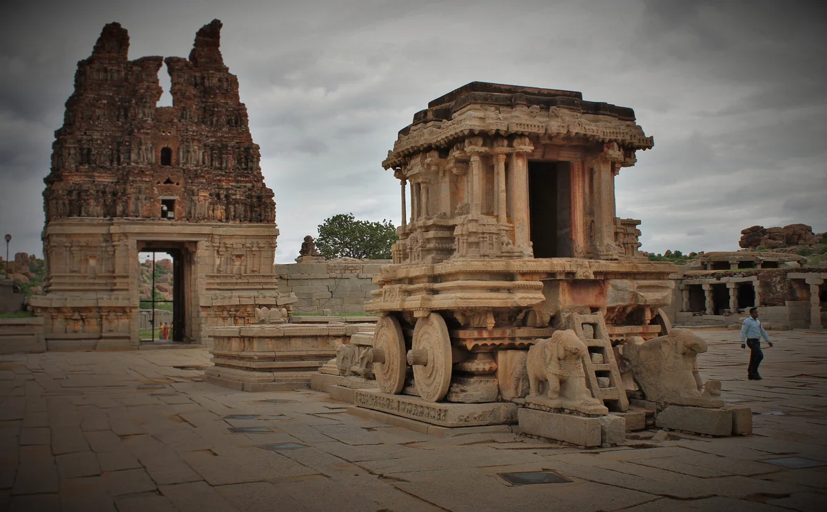 Stone chariot among the ruins at Hampi