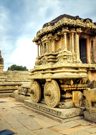 The stone chariot at the Vittala Temple in Hampi