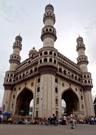 The Charminar rising over old Hyderabad